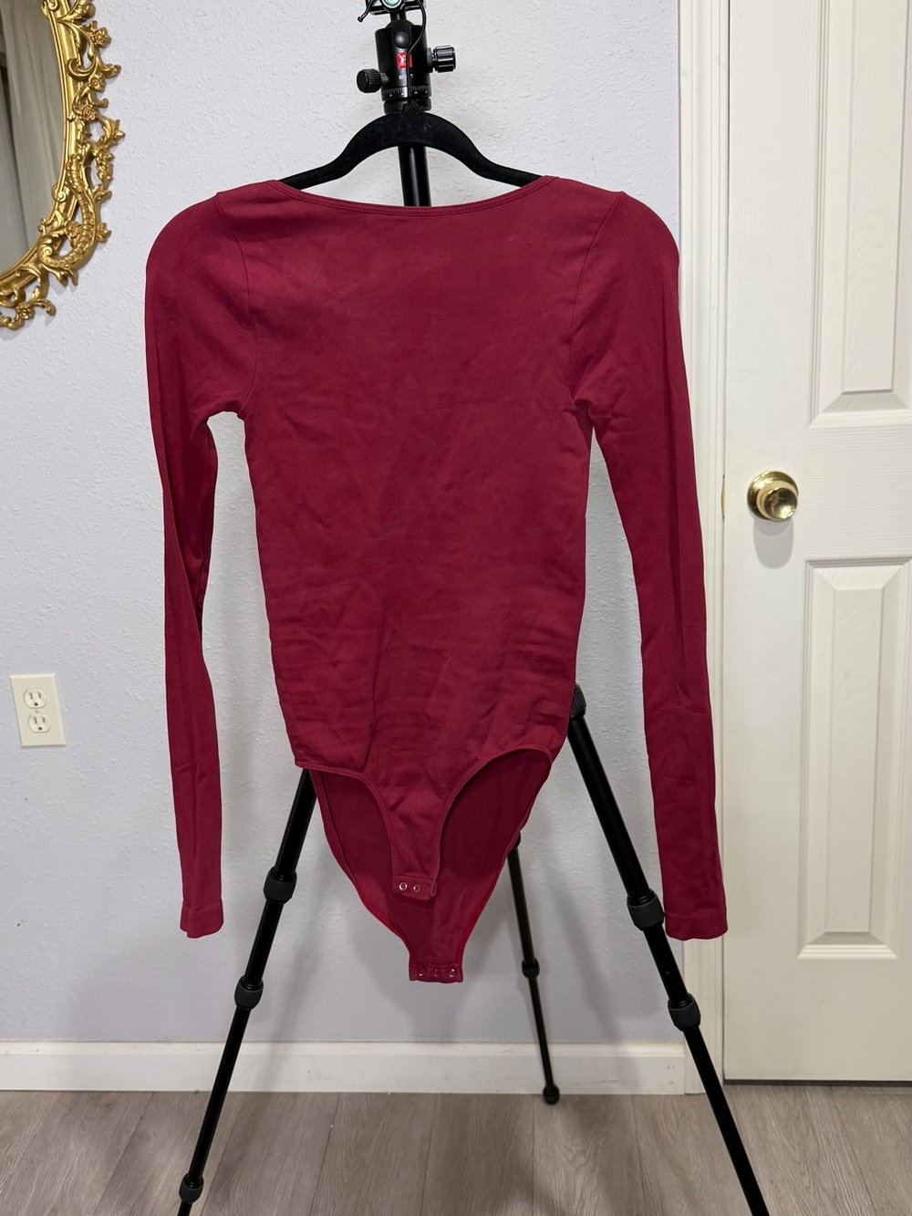 Free People Long Sleeve Burgundy Bodysuit